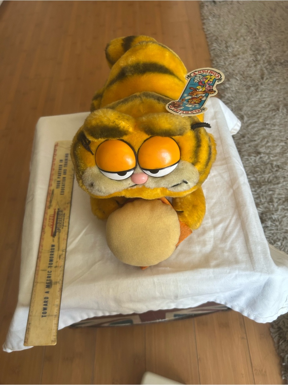 Vintage 1980s Garfield Plush Cat Toy with tag